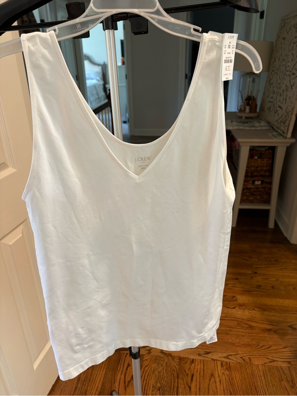 J. Crew White V-Neck Tank Top